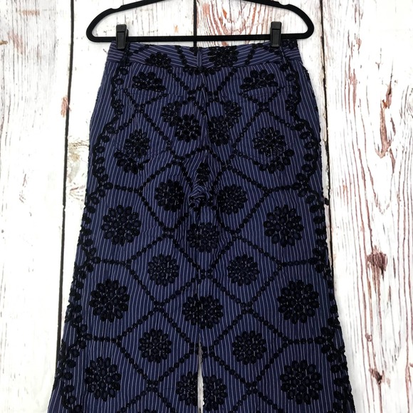 Anthropologie Ett:twa high waisted pinstripe eyelet embroidered wide leg pants - Picture 6 of 9